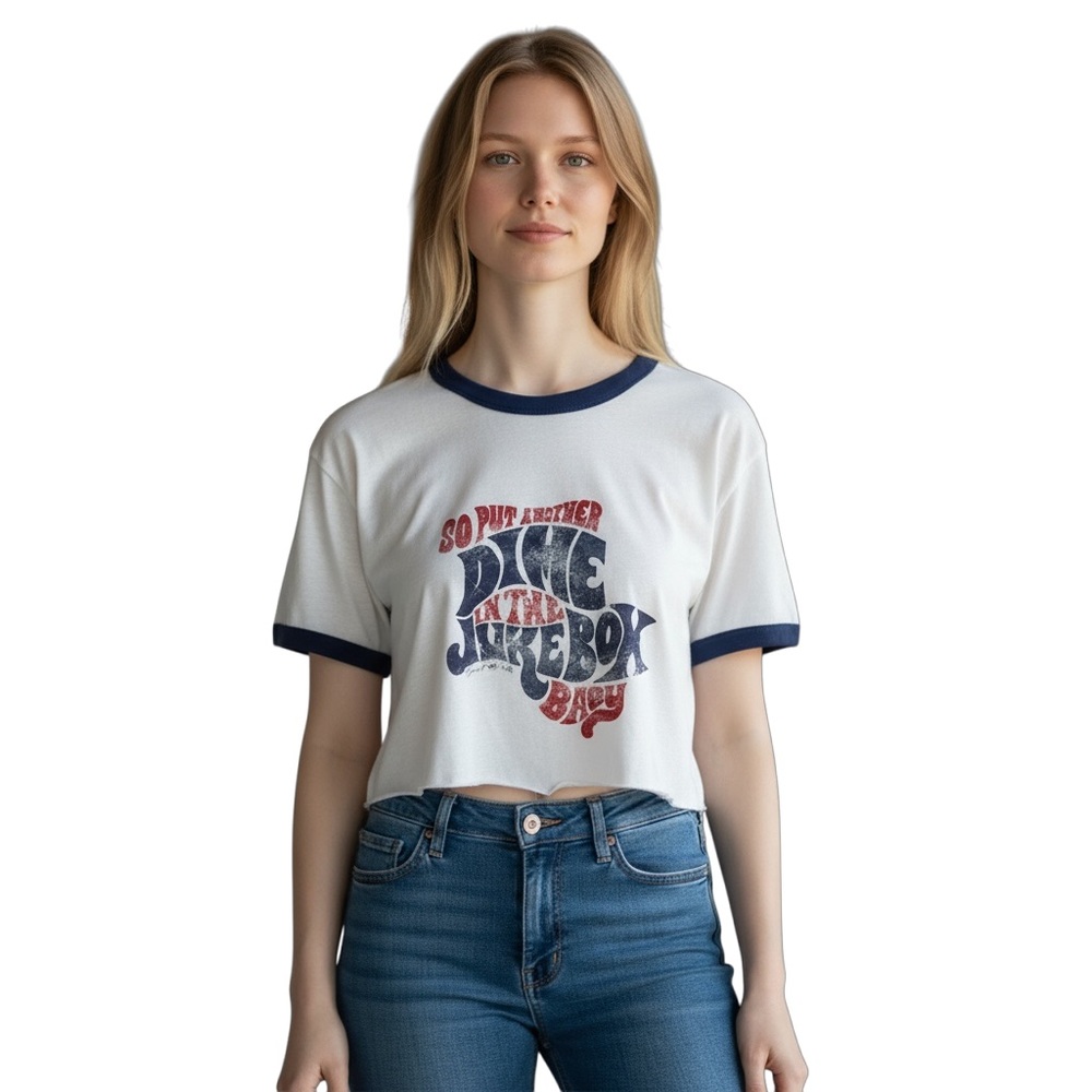 Alternative Soft Cropped Graphic Tee Size M